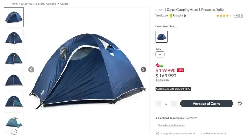 Carpa de Camping para 8 Personas Doite Atom Azul - 4