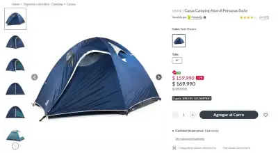 Carpa de Camping para 8 Personas Doite Atom Azul - miniatura 4