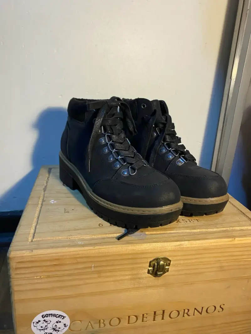 Botines de cuero negro con plataforma - 1