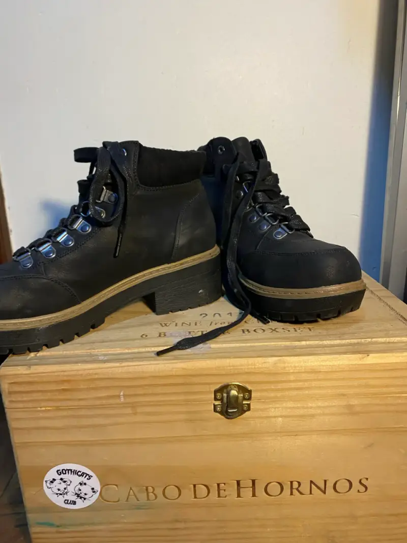 Botines de cuero negro con plataforma - 2