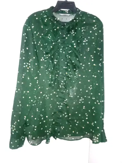 Blusa HM TL verde con volantes y lunares H&M - miniatura 1