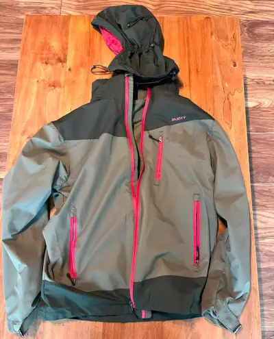 Chaqueta impermeable Rusty verde con gorro y polar - miniatura 1