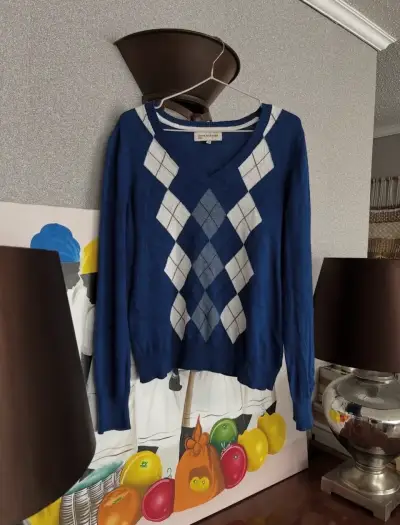 Suéter azul con diseño de rombos Jones New York - miniatura 1
