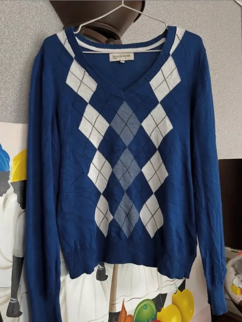 Suéter azul con diseño de rombos Jones New York - 5