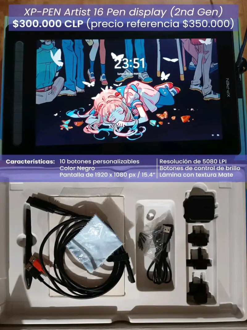 Tableta gráfica XP-PEN Artist 16 Pen Display 2da Gen