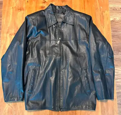 Chaqueta de cuero negra para hombre - miniatura 1