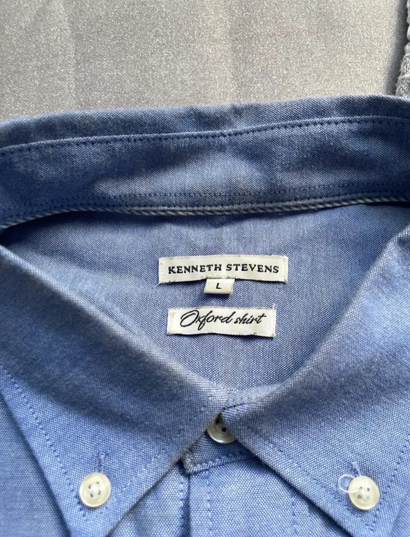 Camisa Oxford Azul Kenneth Stevens Talla L - 3