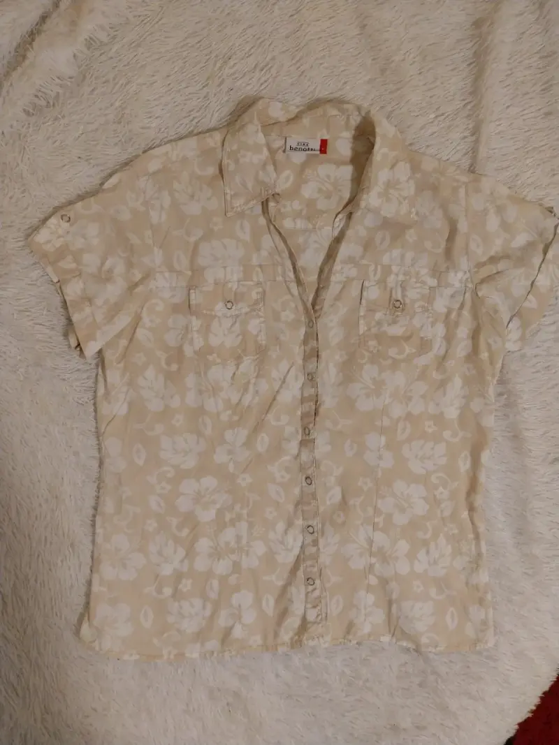 Blusa floral beige de algodón - 1