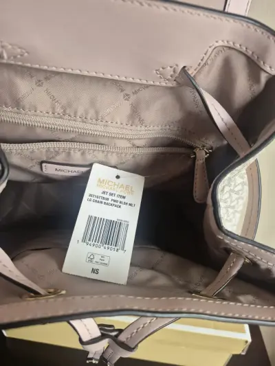 Mochila Michael Kors Jet Set mediana gris y rosa - miniatura 4