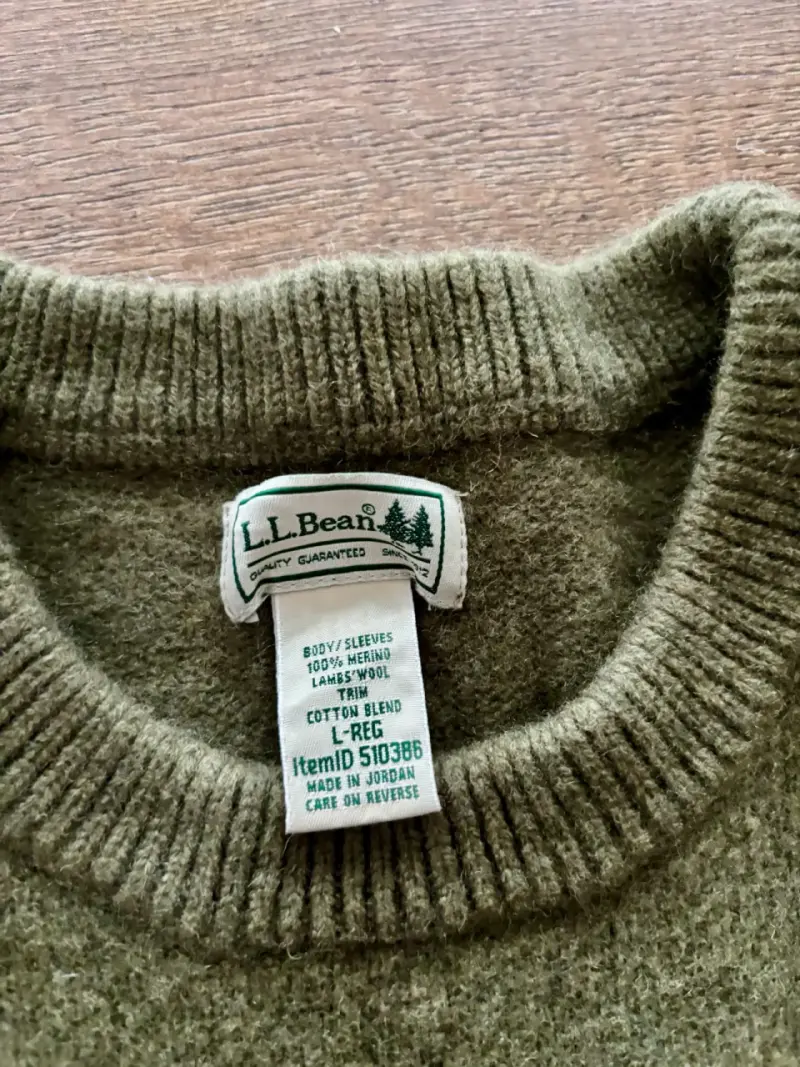 Suéter verde oliva L.L. Bean con bolsillo y parches - 2