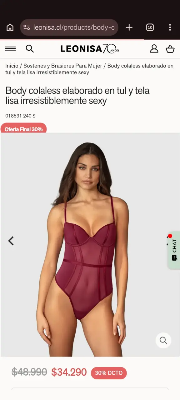 Body colaless en tul y tela lisa rojo - 1