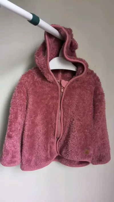 Chaqueta de peluche rosada para niña - miniatura 1
