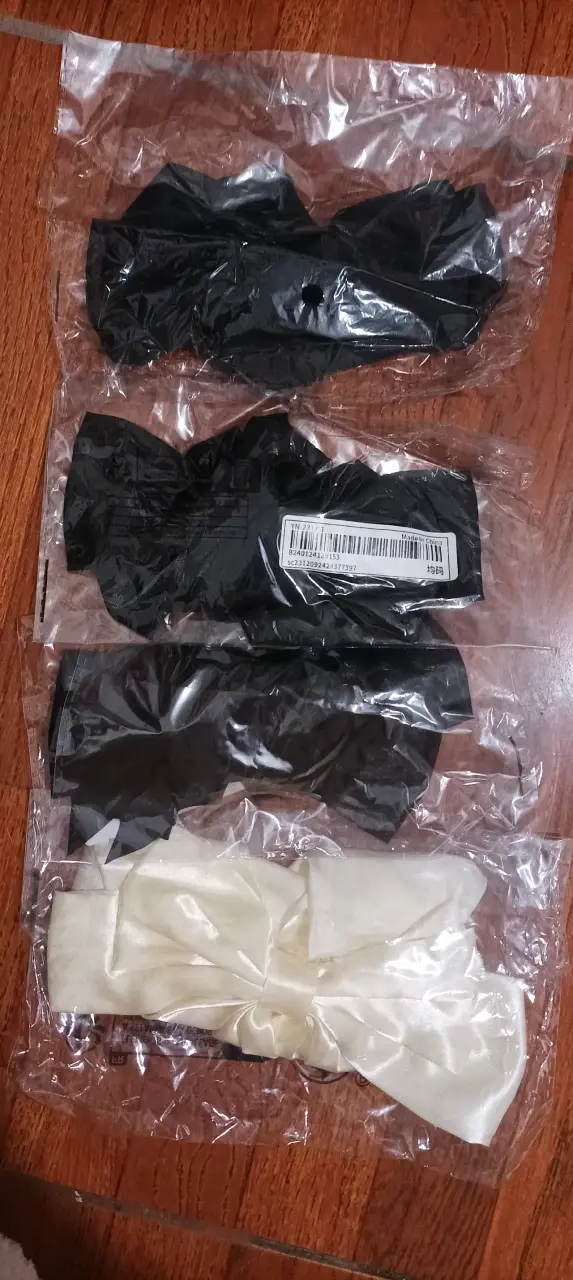 Set de Moños de Tela Negro y Blanco