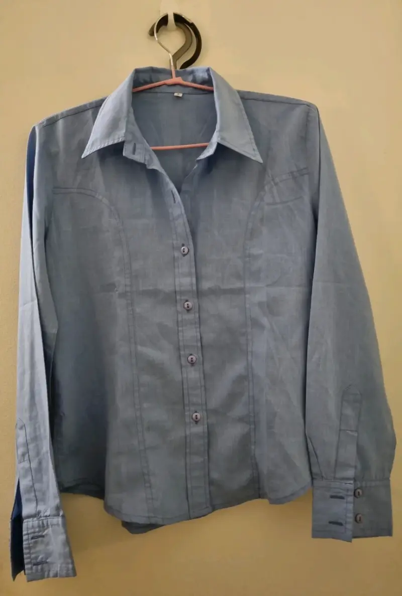 Camisa de mujer azul claro manga larga - 1