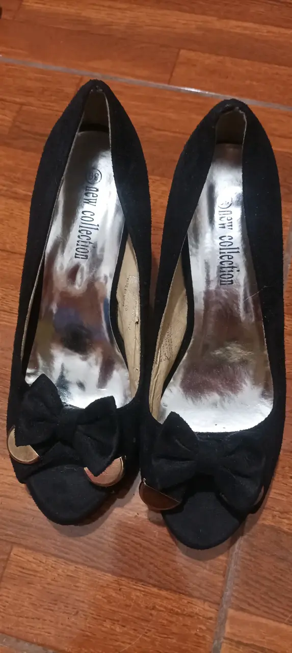 Zapatos de tacón negro con lazo elegante talla 39 - 1