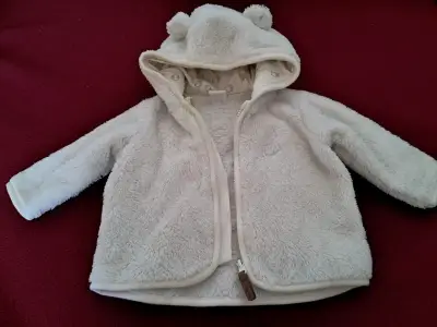 Chaqueta de bebé con capucha orejas beige - miniatura 1