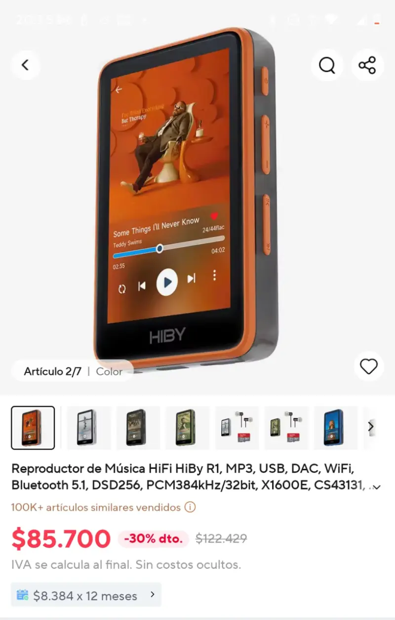 Reproductor de Música HiBy R1 + Micro SD 128 gb - 4