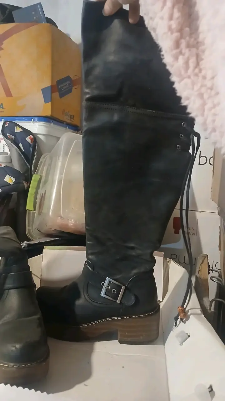 Botas Altas Negras de Cuero para Mujer - 3