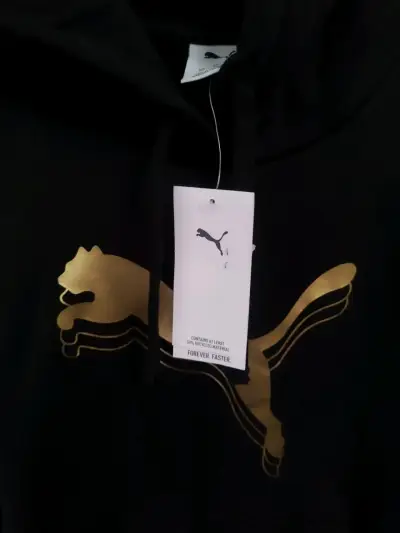 Polerón con capucha negro Puma logo dorado - miniatura 5