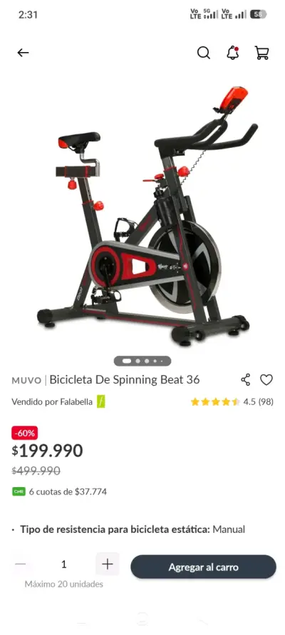 Bicicleta de Spinning nuevo beat 36 - miniatura 6