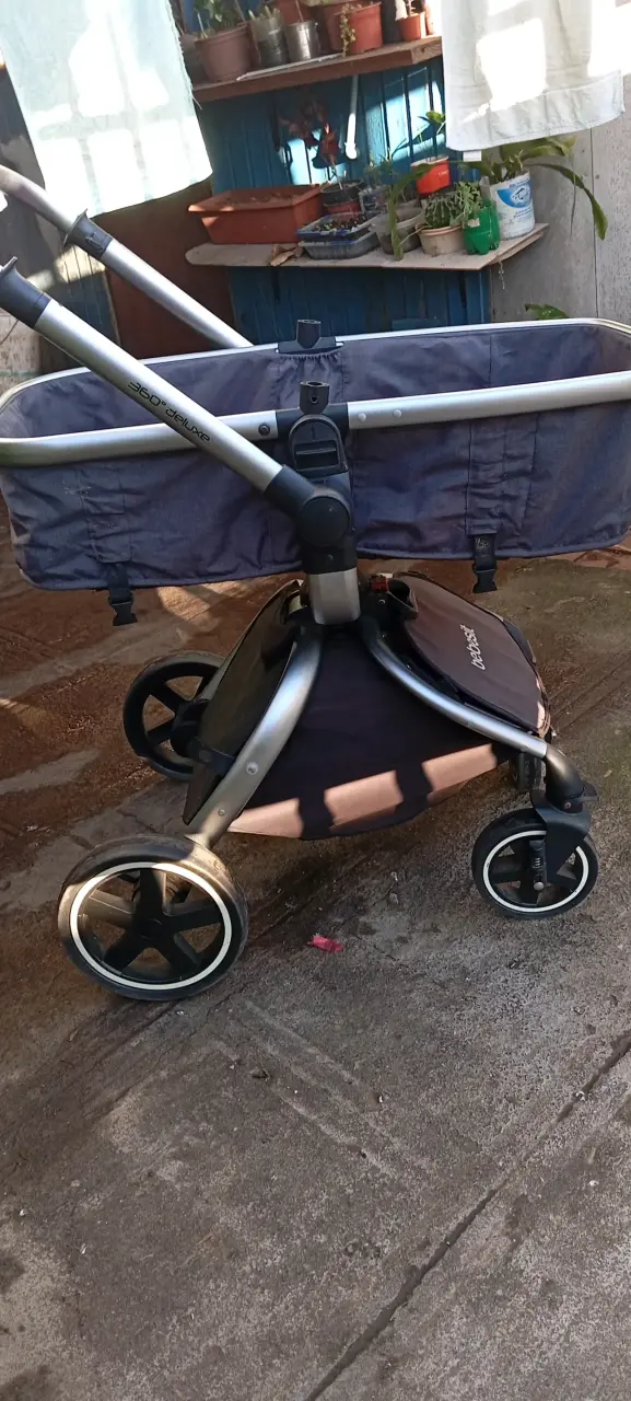 Coche de bebé 360 Deluxe gris y rosa - 2