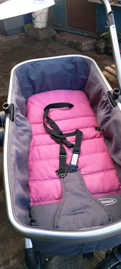 Coche de bebé 360 Deluxe gris y rosa - miniatura 3
