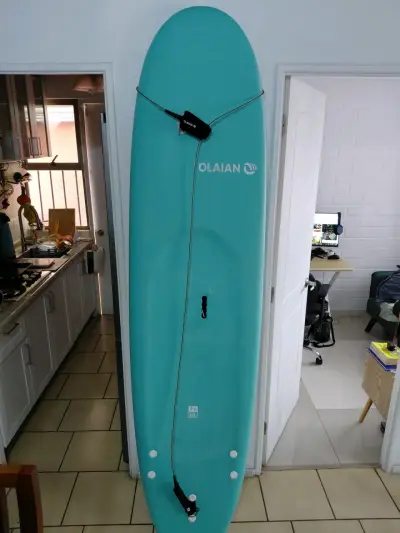 Tabla de surf Olaian 7'5" azul con quillas - miniatura 1