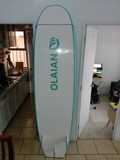 Tabla de surf Olaian 7'5" azul con quillas - miniatura 2