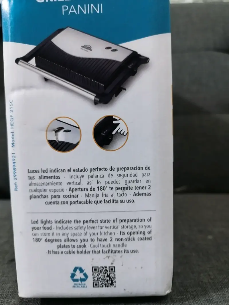 Grill Asador Panini Home Elements Antiadherente - 2