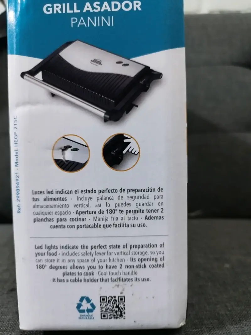 Grill Asador Panini Home Elements Antiadherente - 3