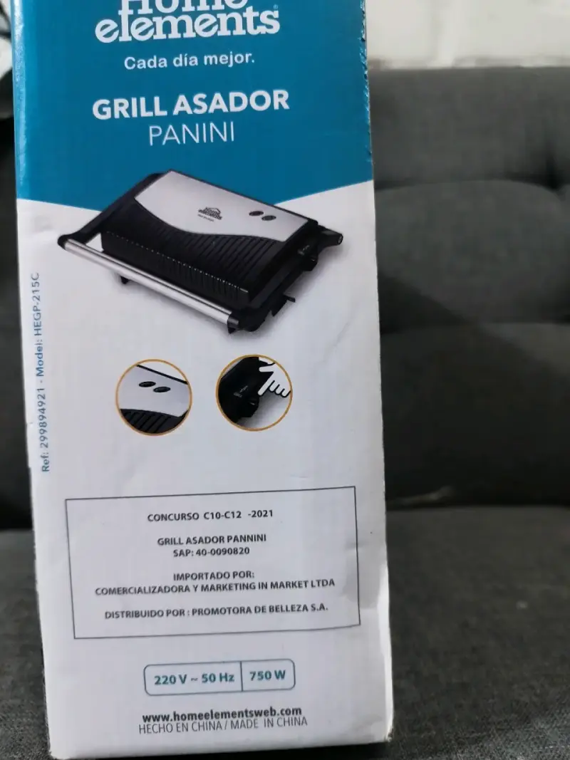 Grill Asador Panini Home Elements Antiadherente - 4