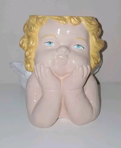 Macetero decorativo de cerámica en forma de ángel - miniatura 1