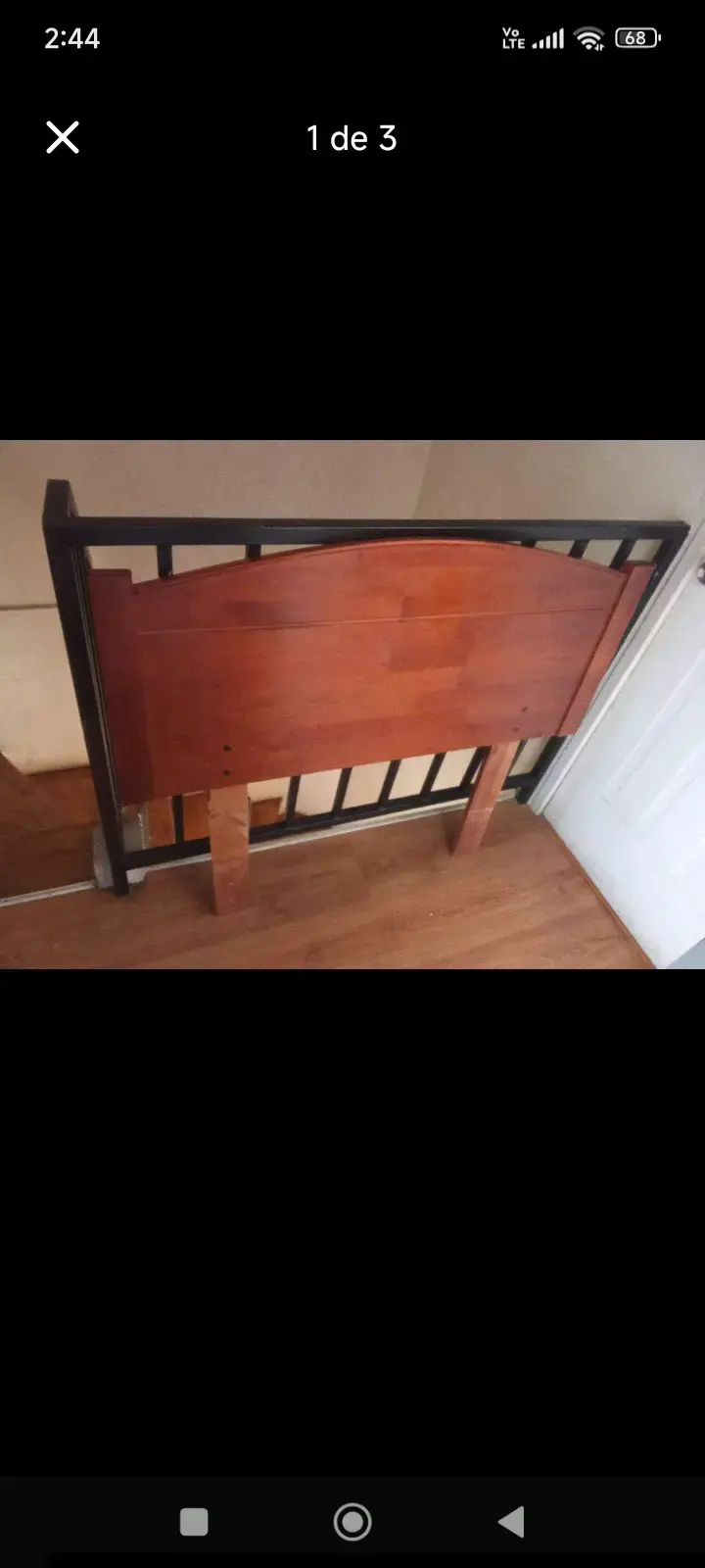 Cabecera de cama de madera color caoba - 3