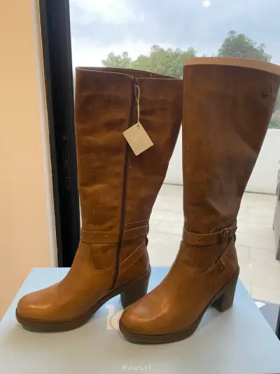 Botas de cuero marrón con tacón alto 16hrs - miniatura 2