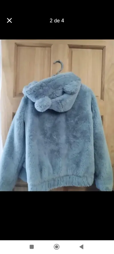Chaqueta de peluche azul con capucha talla 16 - miniatura 2