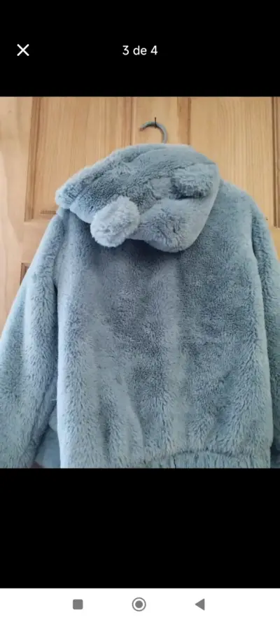 Chaqueta de peluche azul con capucha talla 16 - miniatura 3