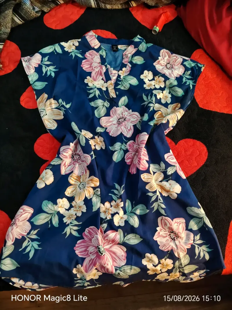 Vestido floral azul Shein Curve talla OXL - 2
