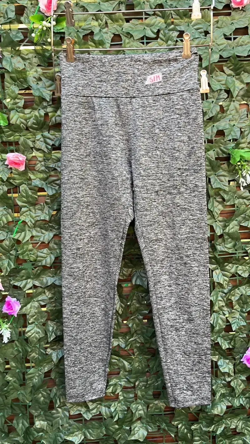 Leggings deportivos gris jaspeado para mujer