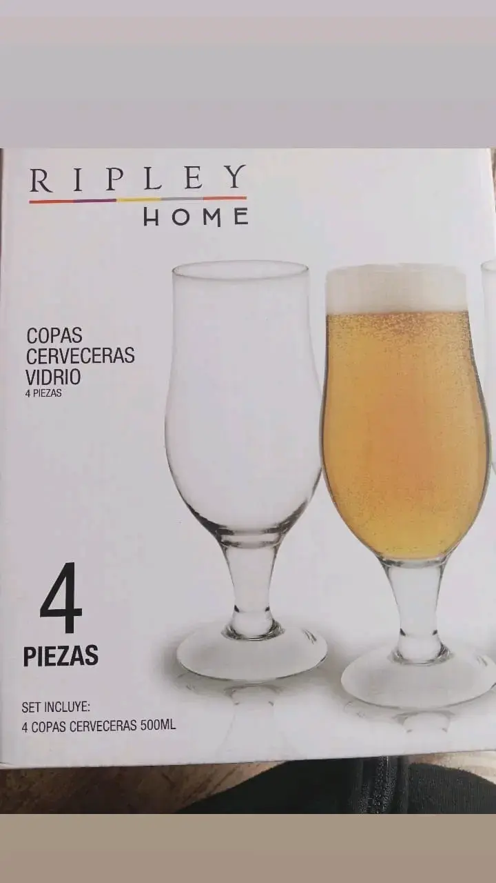 Set de 4 Copas Cerveceras de Vidrio Ripley Home
