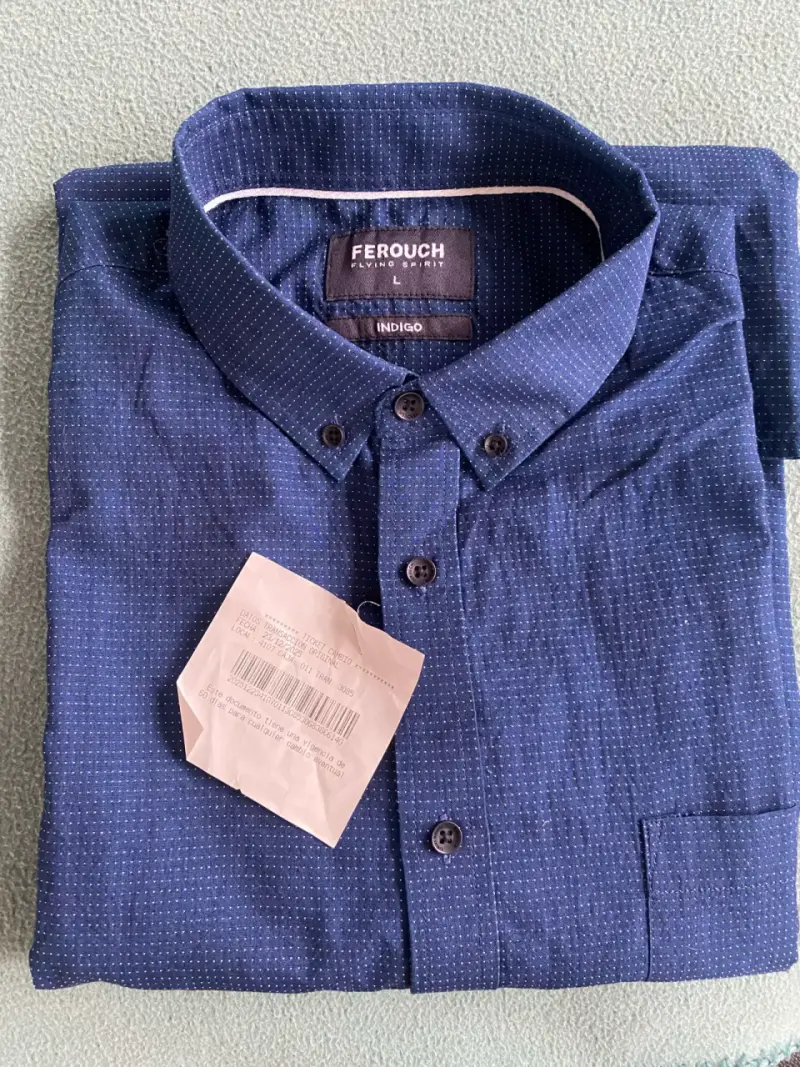 Camisa azul Ferouch de algodón para hombre