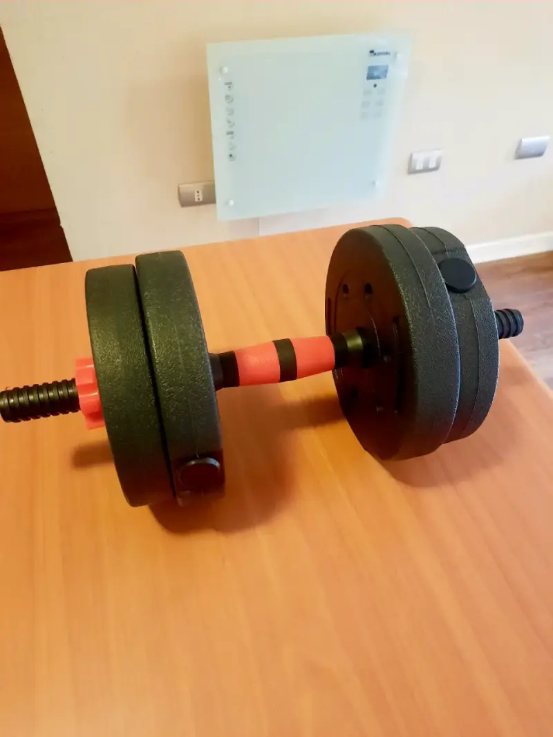 Mancuerna ajustable semi nueva de 6 kilos total