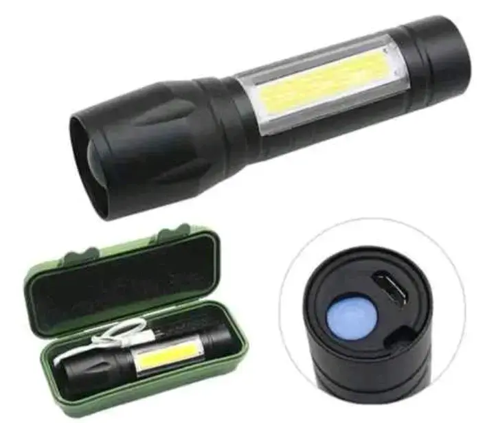 Linterna recargable LED portátil con estuche