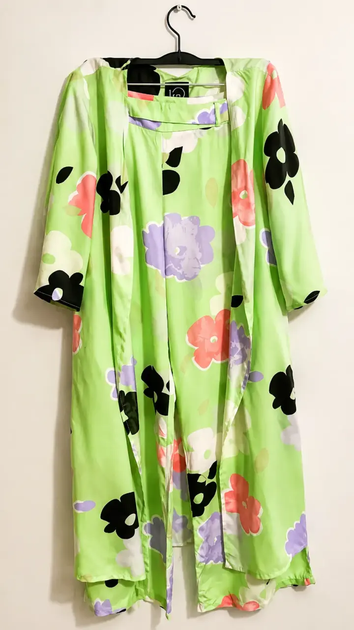Pantalones anchos de flores verdes - 6
