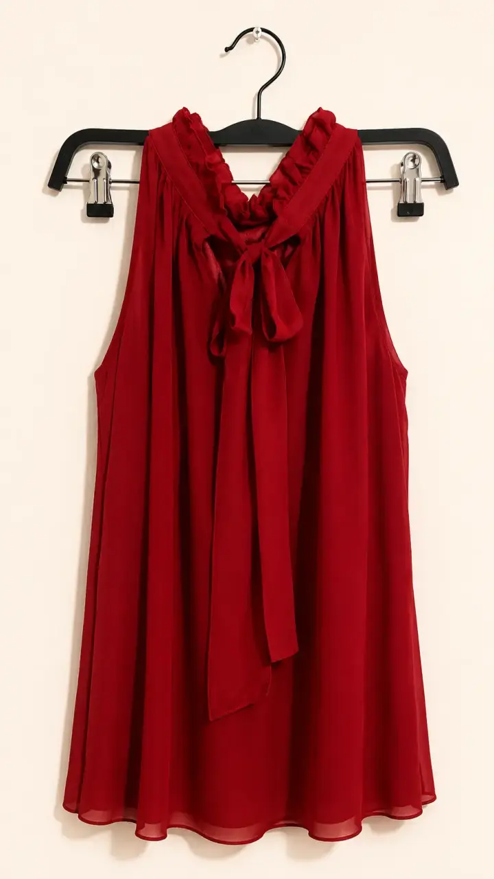 Vestido largo rojo sin mangas elegante - 3