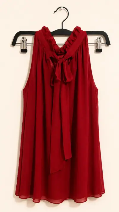 Vestido largo rojo sin mangas elegante - miniatura 3