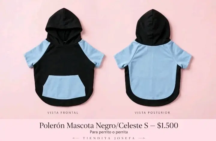 Polerón para Mascota Negro y Celeste Talla S