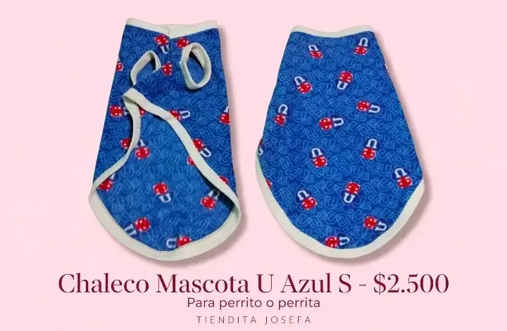 Chaleco para Mascota Azul con Diseño U
