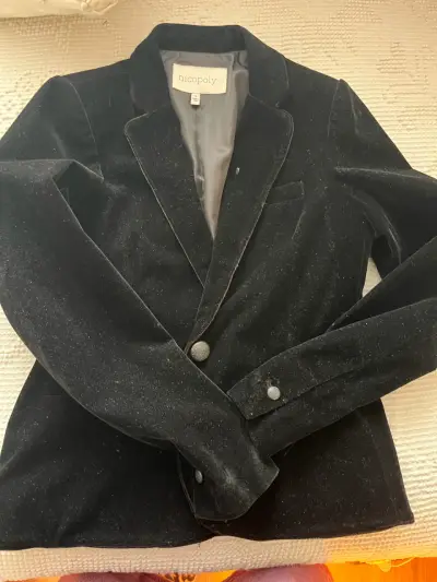 Blazer de terciopelo negro Nicopoly elegante - miniatura 1