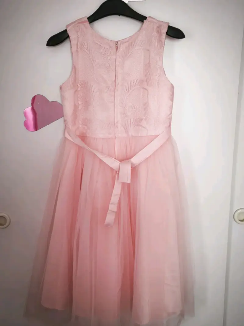 Vestido de fiesta rosa para niña con encaje - 3