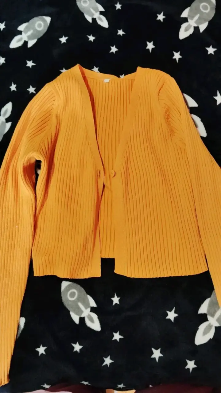 Cardigan de punto naranja para mujer